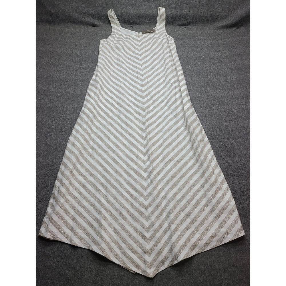 J. Jill Love Linen Chevron Stripe Maxi Dress Beechwood White XS Beach Party - Picture 2 of 8